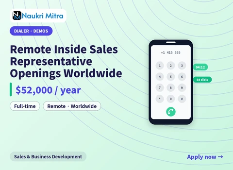 Remote Inside Sales Representative Openings Worldwide