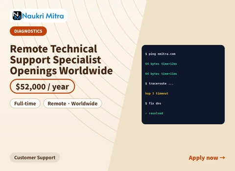 Remote Technical Support Specialist Openings Worldwide